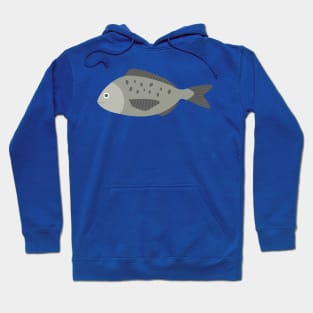 Gray fish icon in flat design Hoodie